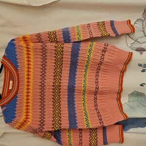 Easel Multicolor Striped Crew Neck Sweater